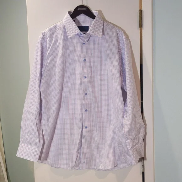 slim fit dress slacks David Donahue Blue Royal Oxford Trim Dress Shirt Light Blue / 16 x 32/33 main image 1